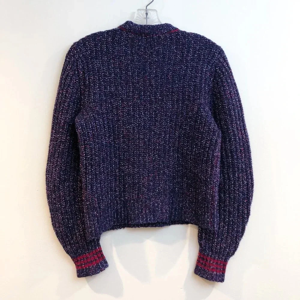 Rag & Bone Merino Wool Blend Blue Red Striped Tight Knit Pullover Sweater XS - Picture 11 of 12